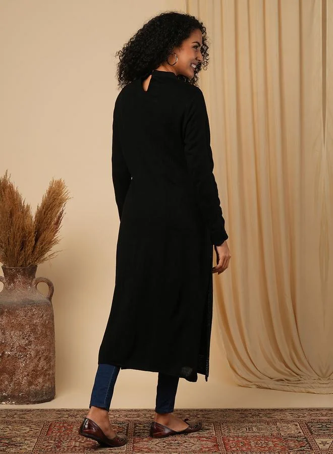 globus Placement Weave Knitted Loose Fit Winter Wear Kurta