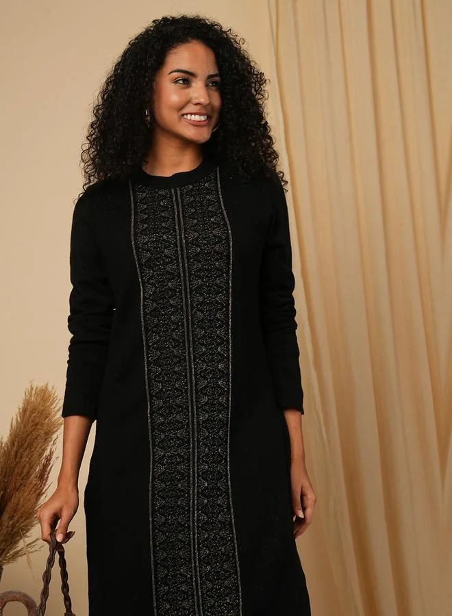 globus Placement Weave Knitted Loose Fit Winter Wear Kurta