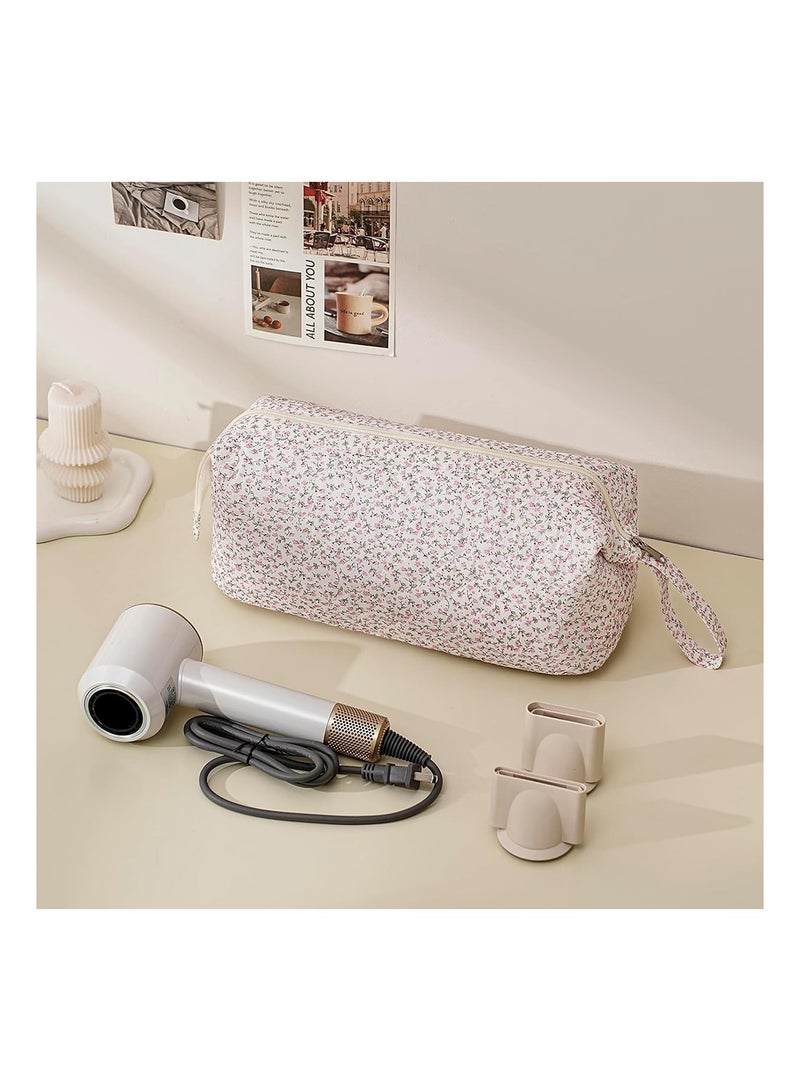 MVAQKLM  Large Hair Dryer Travel Case with Quilted Floral Design, Hair Tool Organizer Bag for Dyson Airwrap, Shark FlexStyle, Curling Iron, Straightener & Styling Accessories, Portable Beauty Storage Bag - Image 2