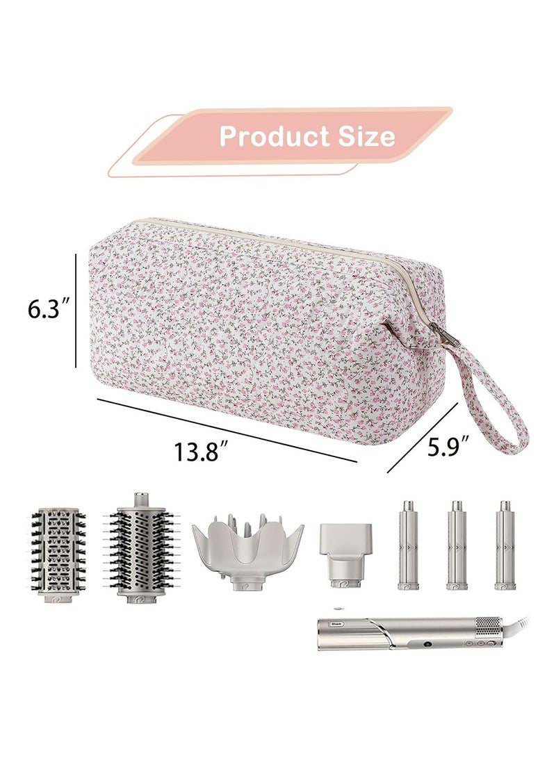 MVAQKLM  Large Hair Dryer Travel Case with Quilted Floral Design, Hair Tool Organizer Bag for Dyson Airwrap, Shark FlexStyle, Curling Iron, Straightener & Styling Accessories, Portable Beauty Storage Bag - Image 3