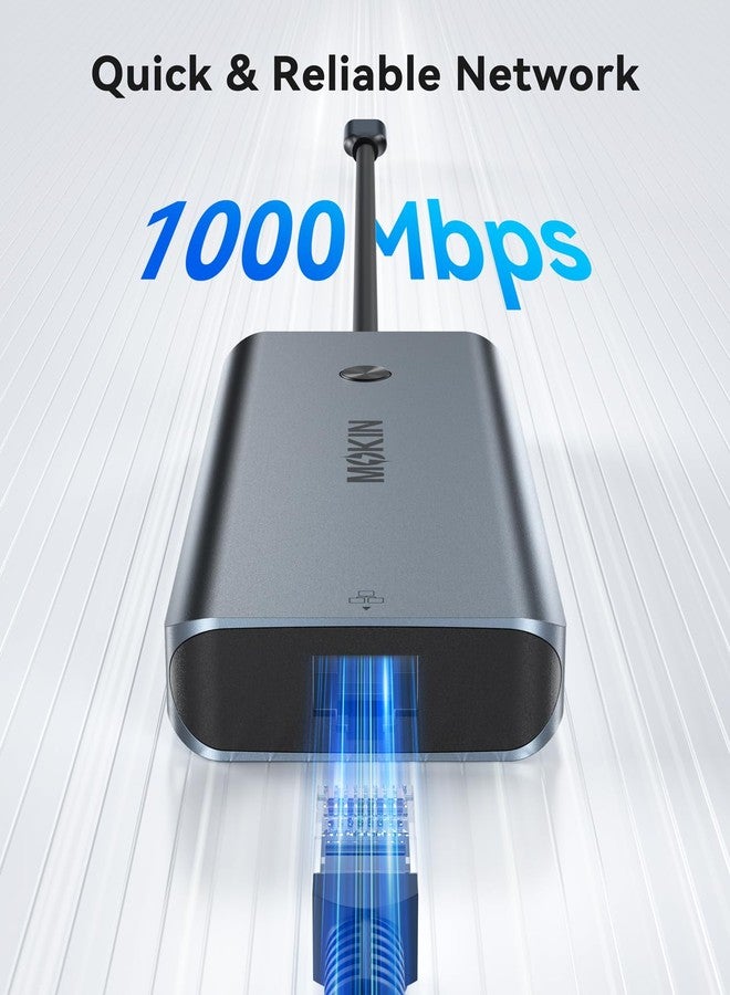 موكين محولات USB-C لأجهزة MacBook Pro/Air، دونجل ماك بثلاثة منافذ USB، محول USB-C إلى HDMI، محول USB-C إلى RJ45 إيثرنت، محول MOKiN 8 في 1 من USB-C إلى HDMI، شحن سريع 100 واط، قارئ بطاقات SD/TF، موزع USB-C - Image 5