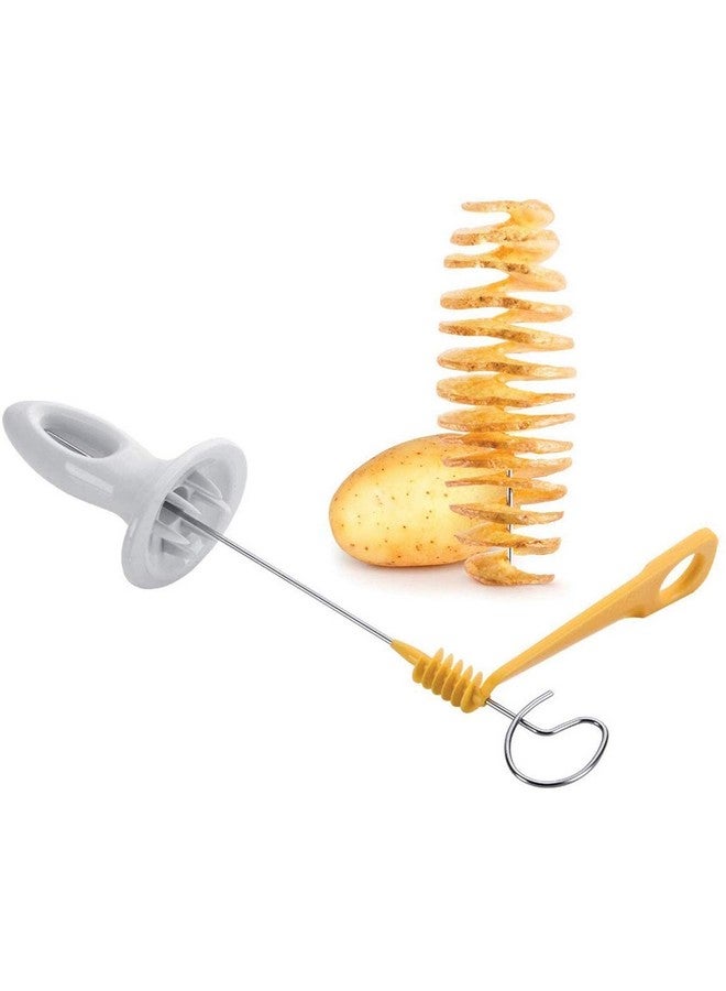 Perfect Pricee Potato Spiral Cutter Manual Slicer Set of 1 - Plastic & Stainless Steel, Multicolor - Image 1