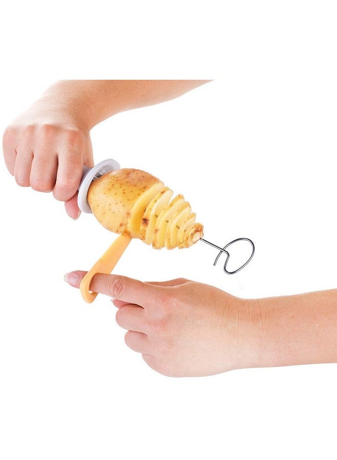 Perfect Pricee Potato Spiral Cutter Manual Slicer Set of 1 - Plastic & Stainless Steel, Multicolor - Image 3