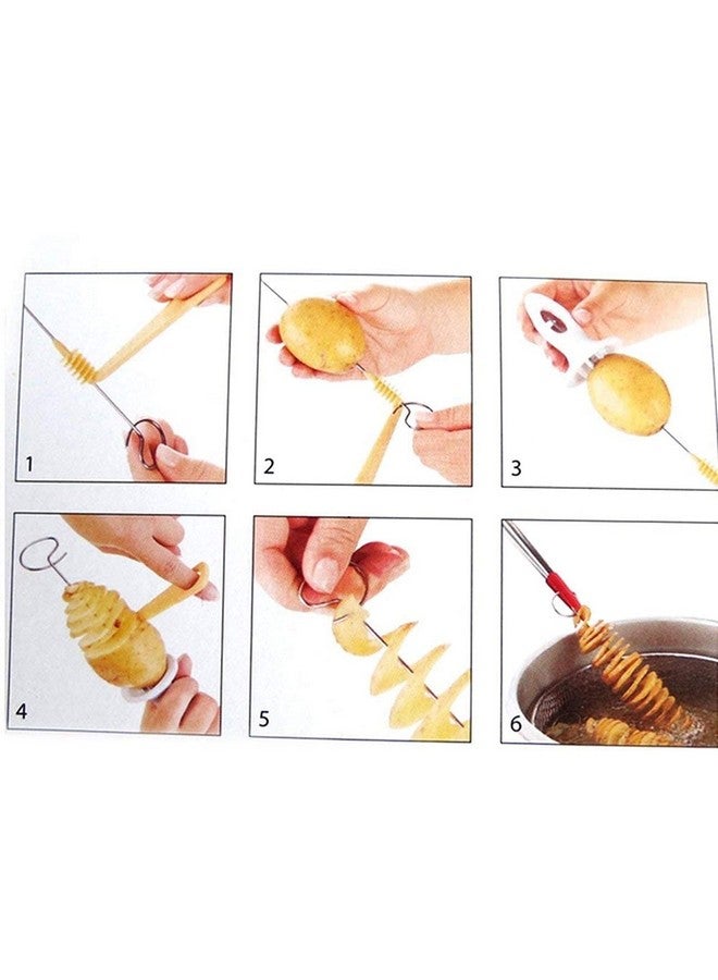 Perfect Pricee Potato Spiral Cutter Manual Slicer Set of 1 - Plastic & Stainless Steel, Multicolor - Image 4