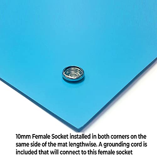 Static Care RubberStat Dual Layer ESD Compliant Workstation Rubber Table Mat Kit, Soldering, Cell Phone Repair, with Wrist Strap Set and Ground Cord - 30"x16" Blue - Image 2