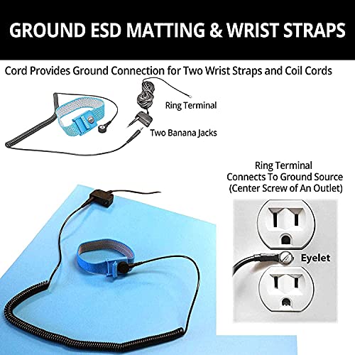 Static Care RubberStat Dual Layer ESD Compliant Workstation Rubber Table Mat Kit, Soldering, Cell Phone Repair, with Wrist Strap Set and Ground Cord - 30"x16" Blue - Image 5