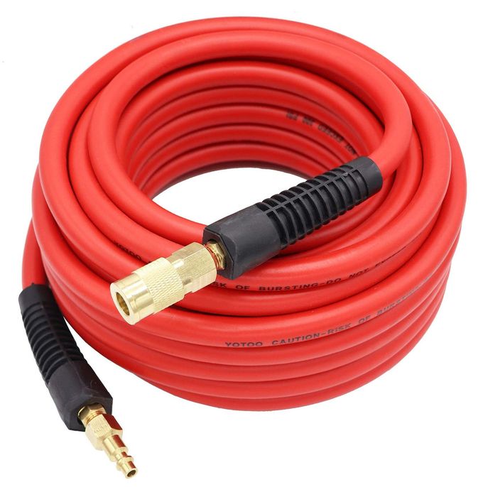 yotoo Hybrid Air Hose 3/8-Inch by 50-Feet 300 PSI Heavy Duty, Lightweight, Kink Resistant, All-Weather Flexibility with 1/4-Inch Brass Male Fittings, Bend Restrictors, Red - Image 4
