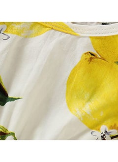 Hopscotch Hopscotch Baby Girls Cotton Lemon Print Sleeveless Onesie with Headband in Yellow Color for Ages 6-9 Months  - Image 5