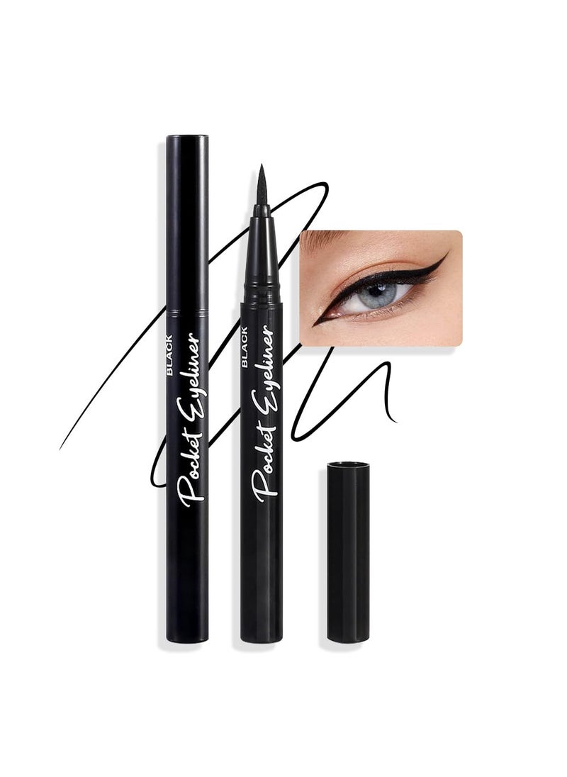 AMY'S DIARY AMY'S DIARY 2 Pcs Waterproof Black Liquid Eyeliner Pen Professional Makeup Liquid Eye Liner Pencil Long Lasting and Smudge Proof Eye Makeup for Women (black+black) 