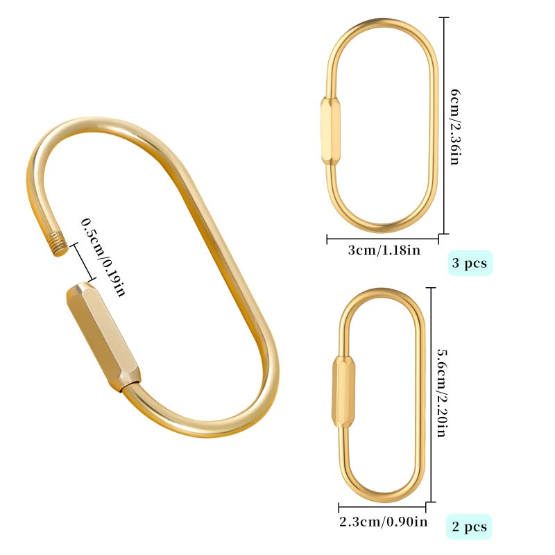 FDKJEJC 5-Pcs Bag Charm Clasp Oval Key Ring for La-bubu Bag Charm Carabiner Gold Keychain Clip Bag Charms Clip - Image 4