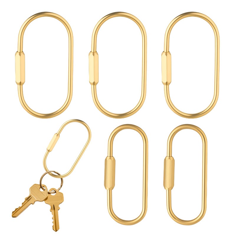 FDKJEJC 5-Pcs Bag Charm Clasp Oval Key Ring for La-bubu Bag Charm Carabiner Gold Keychain Clip Bag Charms Clip - Image 1
