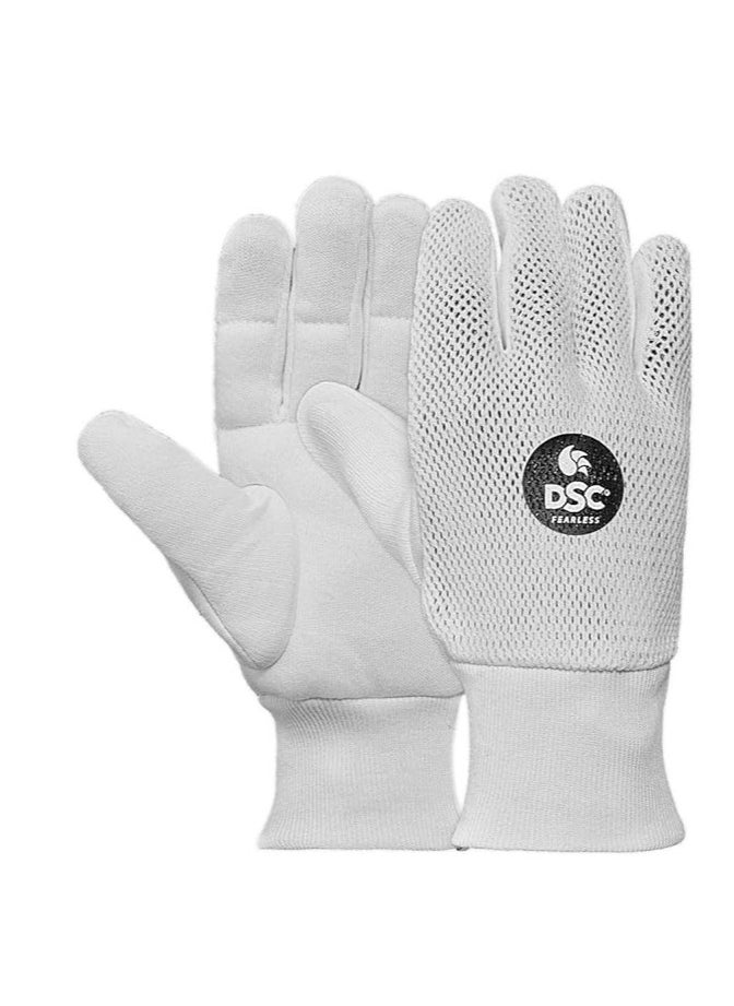 DSC 1501556 Surge Cricket Wicket Keeping Inner Gloves for Boys | Cotton Plam Gloves | Faster Sweat Absorbtion | Comfort Fit | Kit for Men and Boys | White  - Image 1