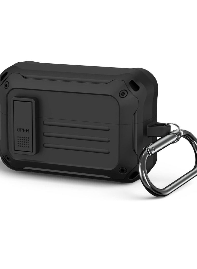 SYOSI Case for Sony WF-1000XM4(2021), with Secure Lock Armor Series Military Protective Cover Full-Body Shockproof Shell with Keychain (Black) - Image 1