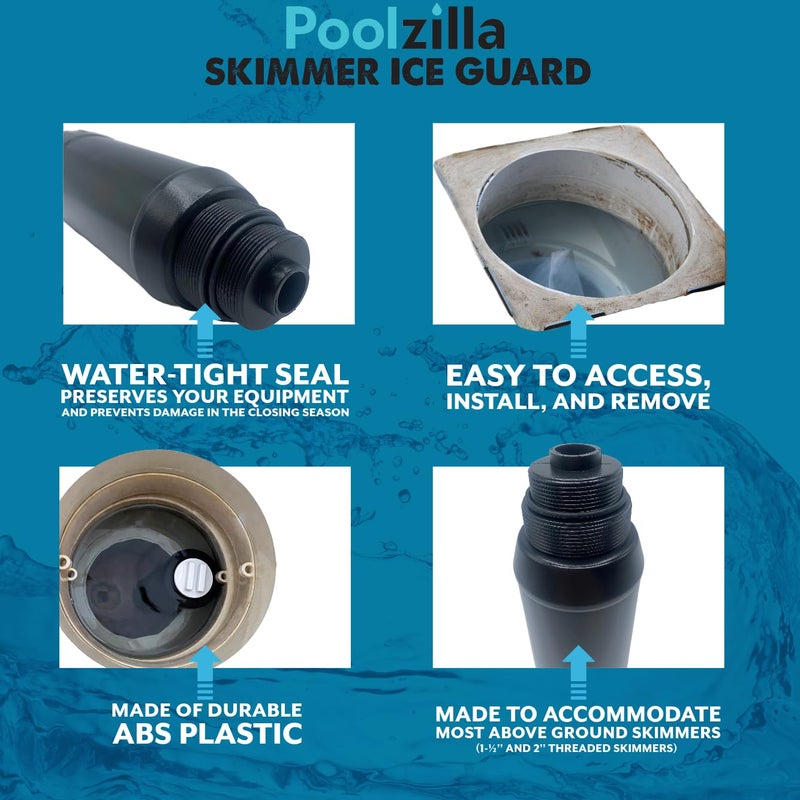 Poolzilla 1 Pack Skimmer Winterizing Plug - Above and In-Ground Pool, 9â€™â€™ Ice Guard for 1-Â½â€™â€™ and 2â€™â€™ Threaded Skimmers - Image 5