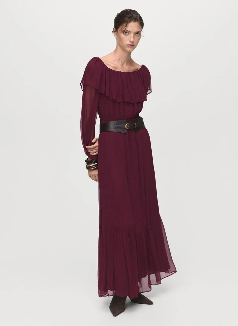 MANGO Strapless dress with ruffles