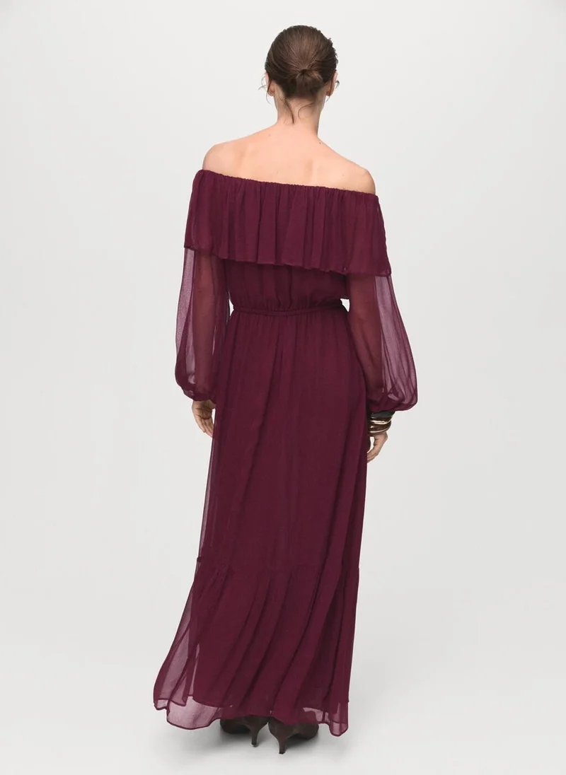 MANGO Strapless dress with ruffles