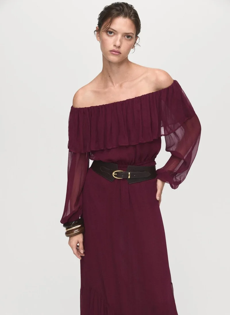 MANGO  Strapless dress with ruffles for Women | Best Price UAE