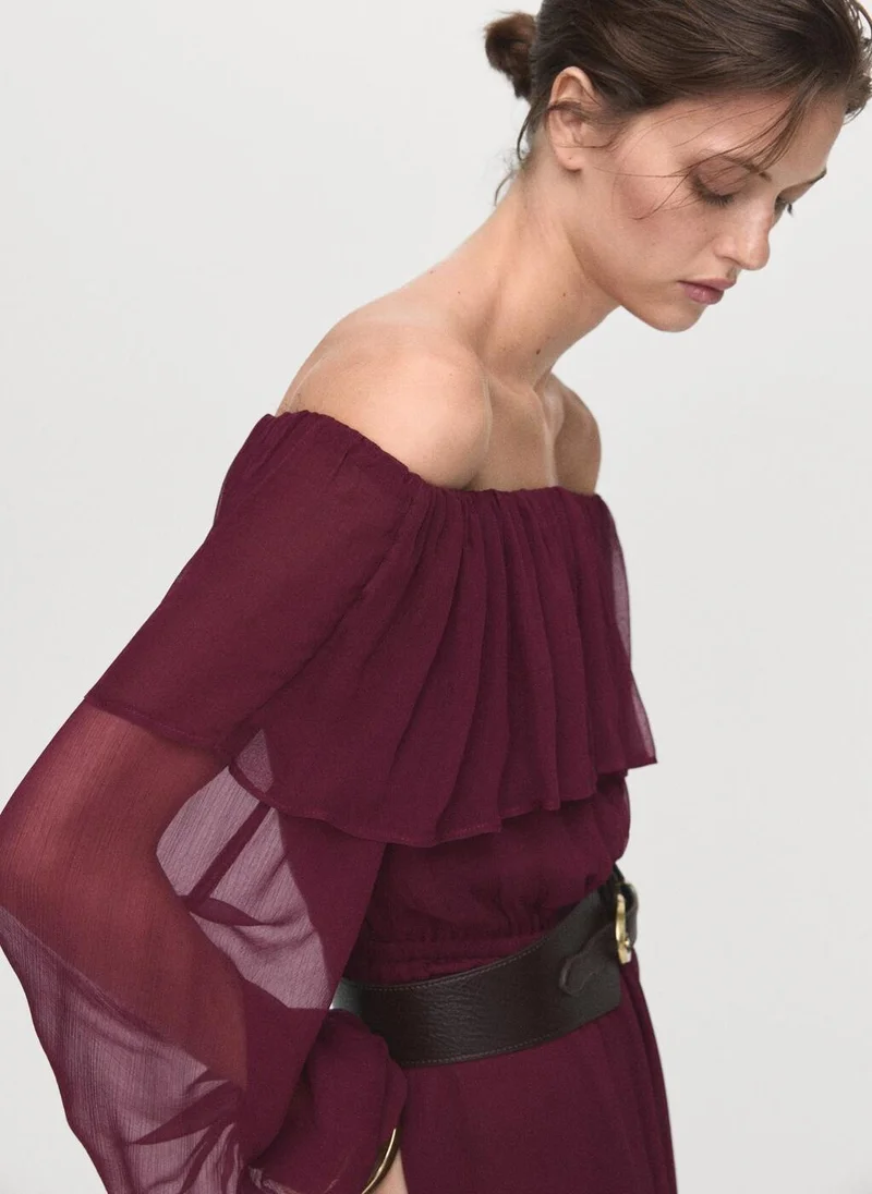 MANGO  Strapless dress with ruffles for Women | Best Price UAE