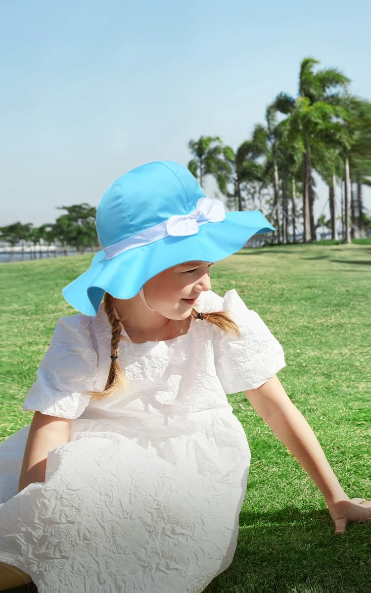 Vimeet Kid Baby Summer Hat Baby Sun Hat Toddler Beach Hat Baby Bucket Hat Blue - Image 4