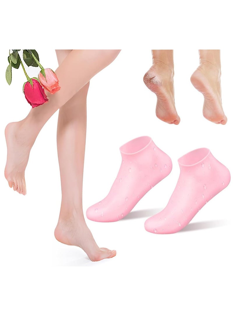 Generic Moisturizing Socks Silicone Foot Mask Cover Tender White Heel Anti-cracking Full Foot Spa for Dry Cracked Feet - Image 1