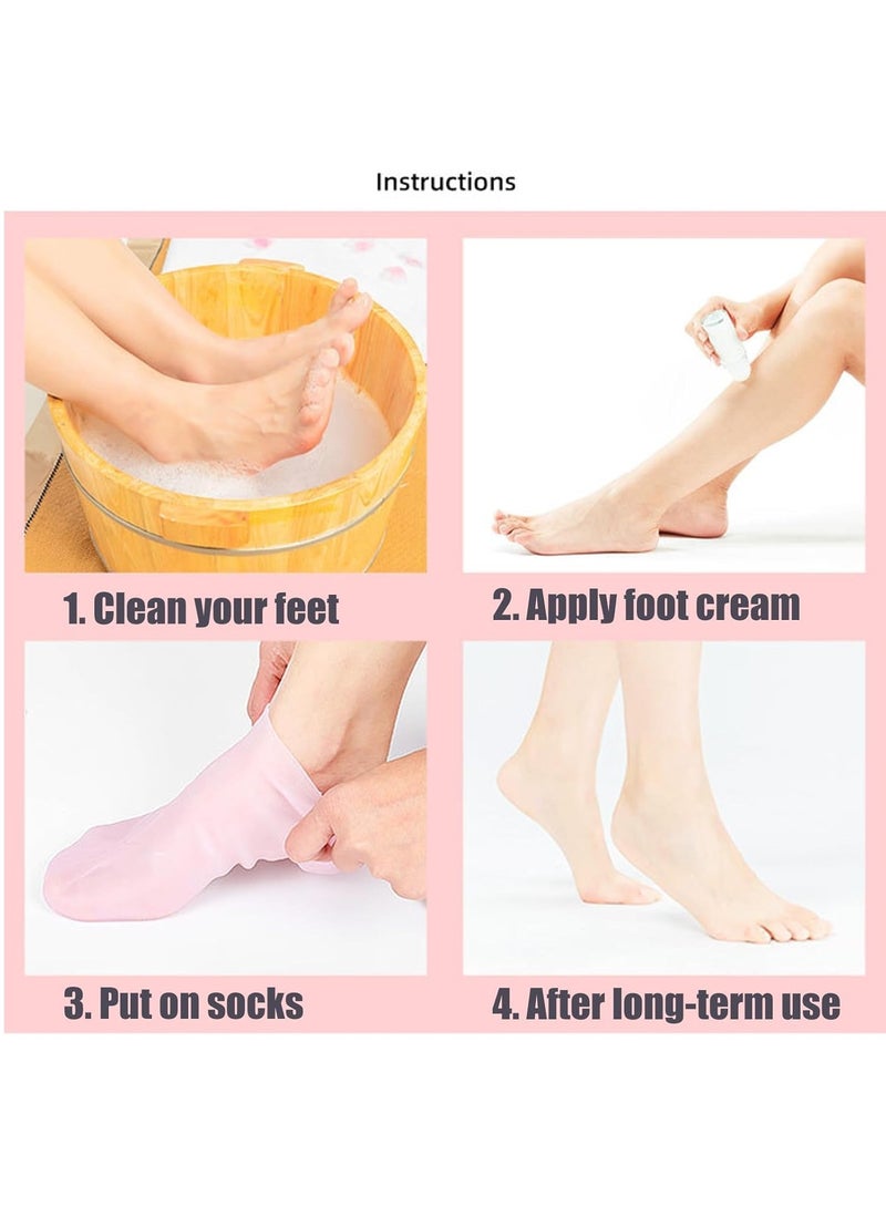 Generic Moisturizing Socks Silicone Foot Mask Cover Tender White Heel Anti-cracking Full Foot Spa for Dry Cracked Feet - Image 3