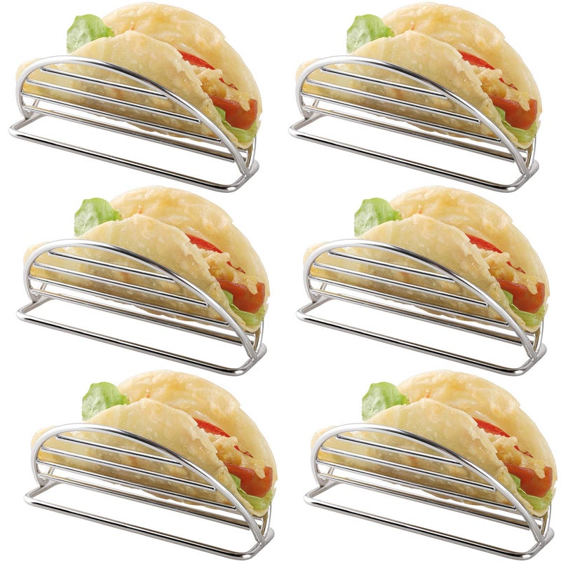 YellRin Taco Holder Stand Stainless Steel Taco Rack Tray Stand Up Holders Kitchen Set for Tortillas Burritos Parties Restaurants Taco Holders
