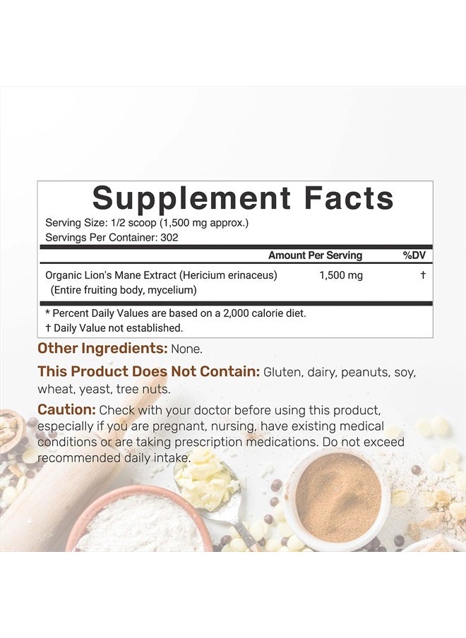 DEAL SUPPLEMENT Organic Lions Mane Mushroom Powder Supplement, 1,500mg Per Serving, 1lb – Active Fruiting Body & Mycelium Extract – Natural Brain Nootropic & Immune System Booster – Non-GMO  - Image 2