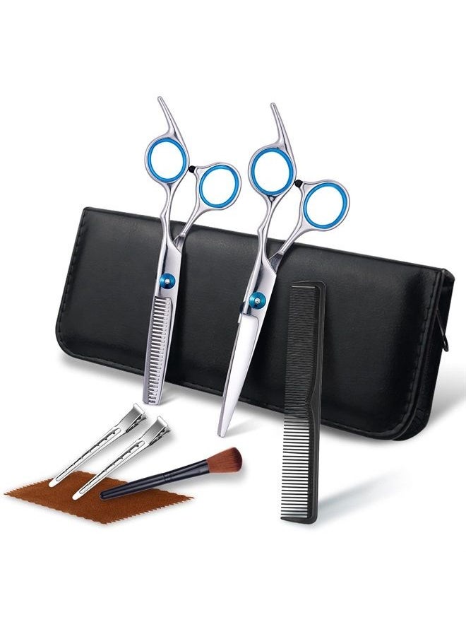 Roziapro - Professional Thinning Shears Hair Cutting Scissors Kit Hair Shears Set-Barber Scissors Kit with Hairdresser Scissors Haircut Shears Hair Layering Scissors for Home Salon（Sliver） - Image 1