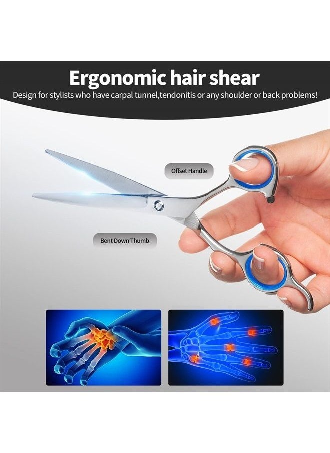 Roziapro - Professional Thinning Shears Hair Cutting Scissors Kit Hair Shears Set-Barber Scissors Kit with Hairdresser Scissors Haircut Shears Hair Layering Scissors for Home Salon（Sliver） - Image 1