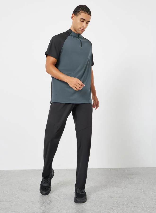 Styli Active Men Grey Raglan Sleeve Athleisure T-Shirt