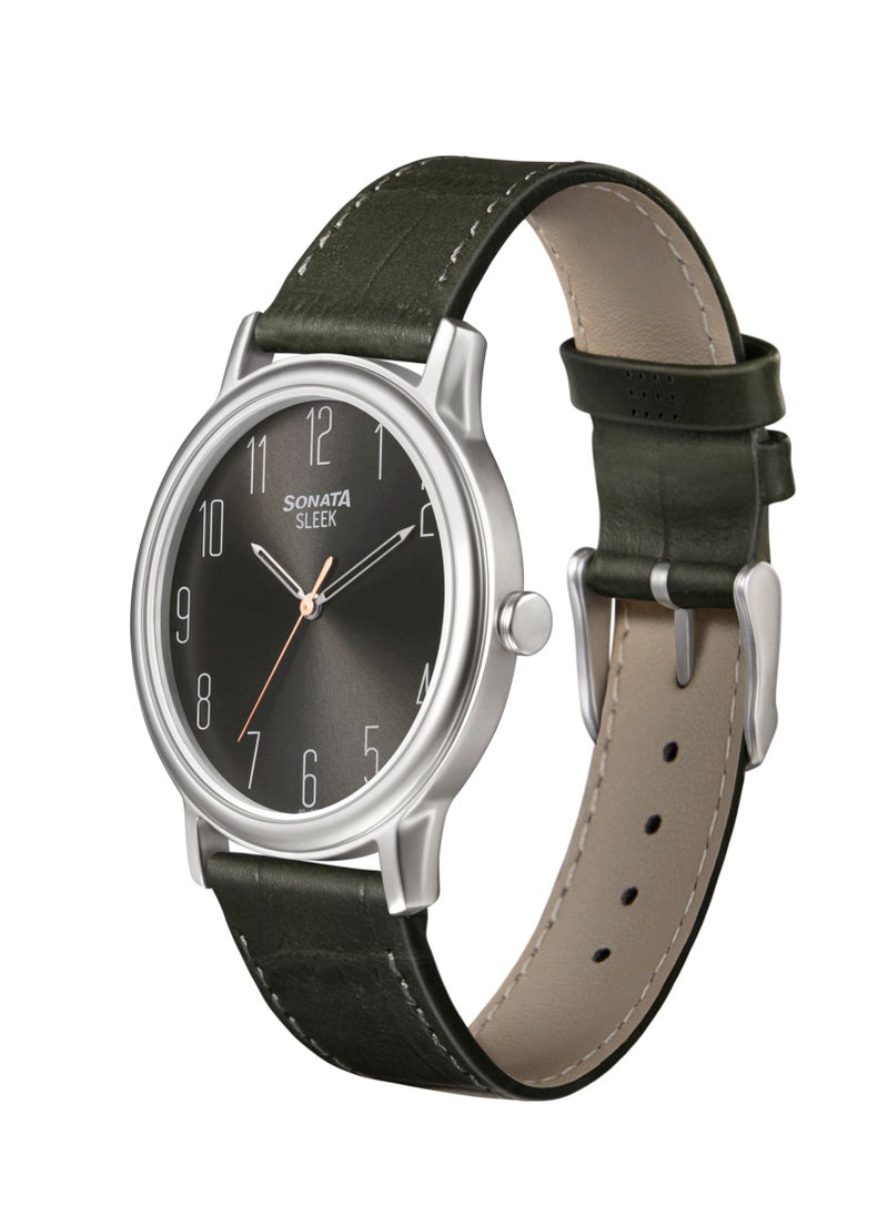 Sonata - Sonata Quartz Analog Grey Dial Leather Strap Watch for Men - Image 1
