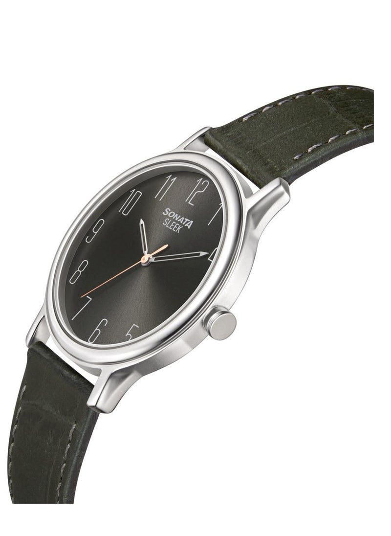 Sonata - Sonata Quartz Analog Grey Dial Leather Strap Watch for Men - Image 1