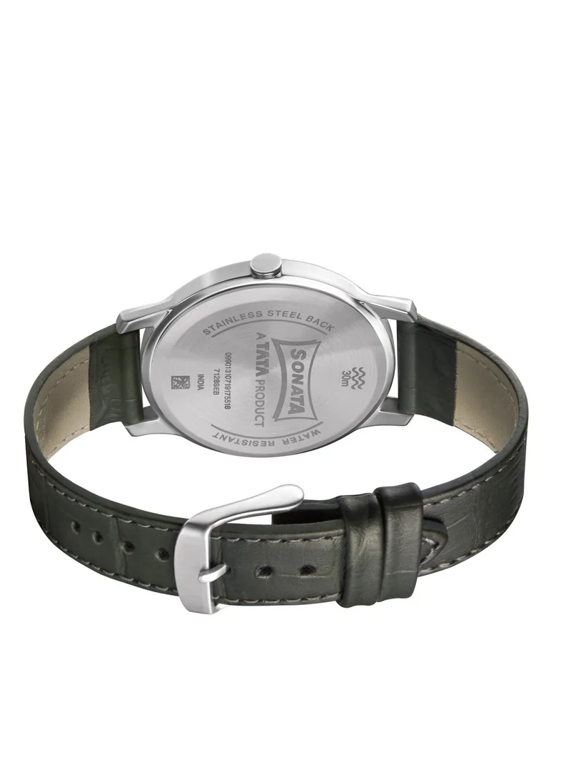 Sonata Sonata Quartz Analog Grey Dial Leather Strap Watch for Men