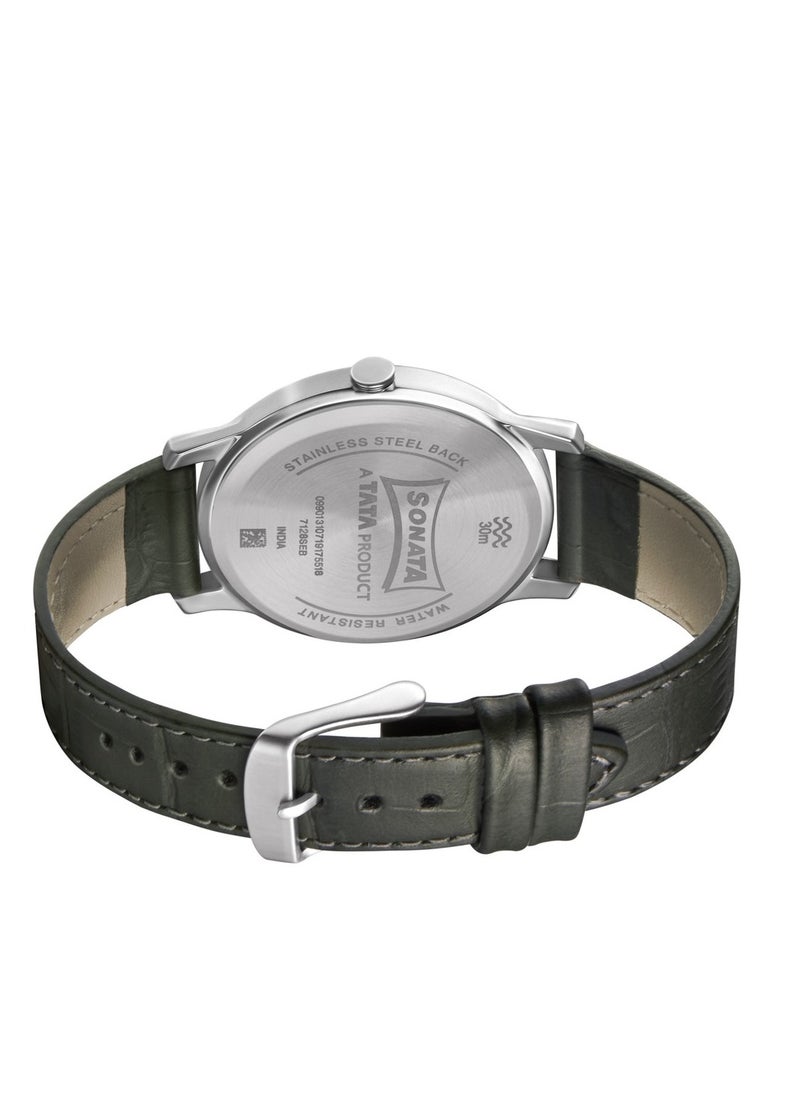 Sonata - Sonata Quartz Analog Grey Dial Leather Strap Watch for Men - Image 1