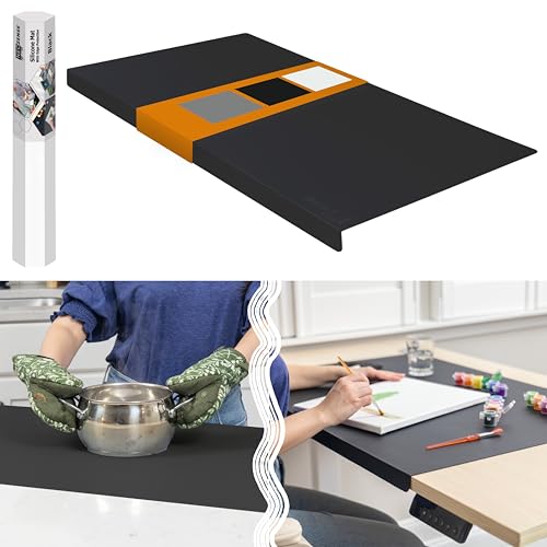 NEOZENSE Extra Large Silicone Mats for Crafts with "Edge Protection" – Silicone Table Mat – Multipurpose Heat Resistant Silicone Mat – No Folds or Wrinkles – 1.4mm Thick, 36"x24", Black - Image 1