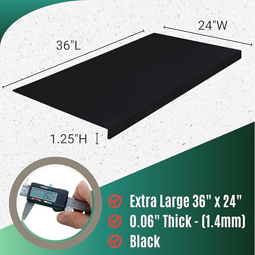NEOZENSE Extra Large Silicone Mats for Crafts with "Edge Protection" – Silicone Table Mat – Multipurpose Heat Resistant Silicone Mat – No Folds or Wrinkles – 1.4mm Thick, 36"x24", Black - Image 2