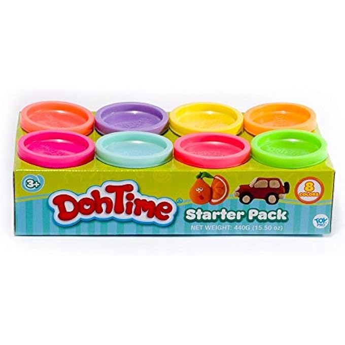 DOHTIME DOUGH STARTER PACK OF 8 BRIGHT RAINBOW COLORS - Image 2