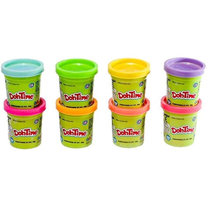 DOHTIME DOUGH STARTER PACK OF 8 BRIGHT RAINBOW COLORS - Image 1