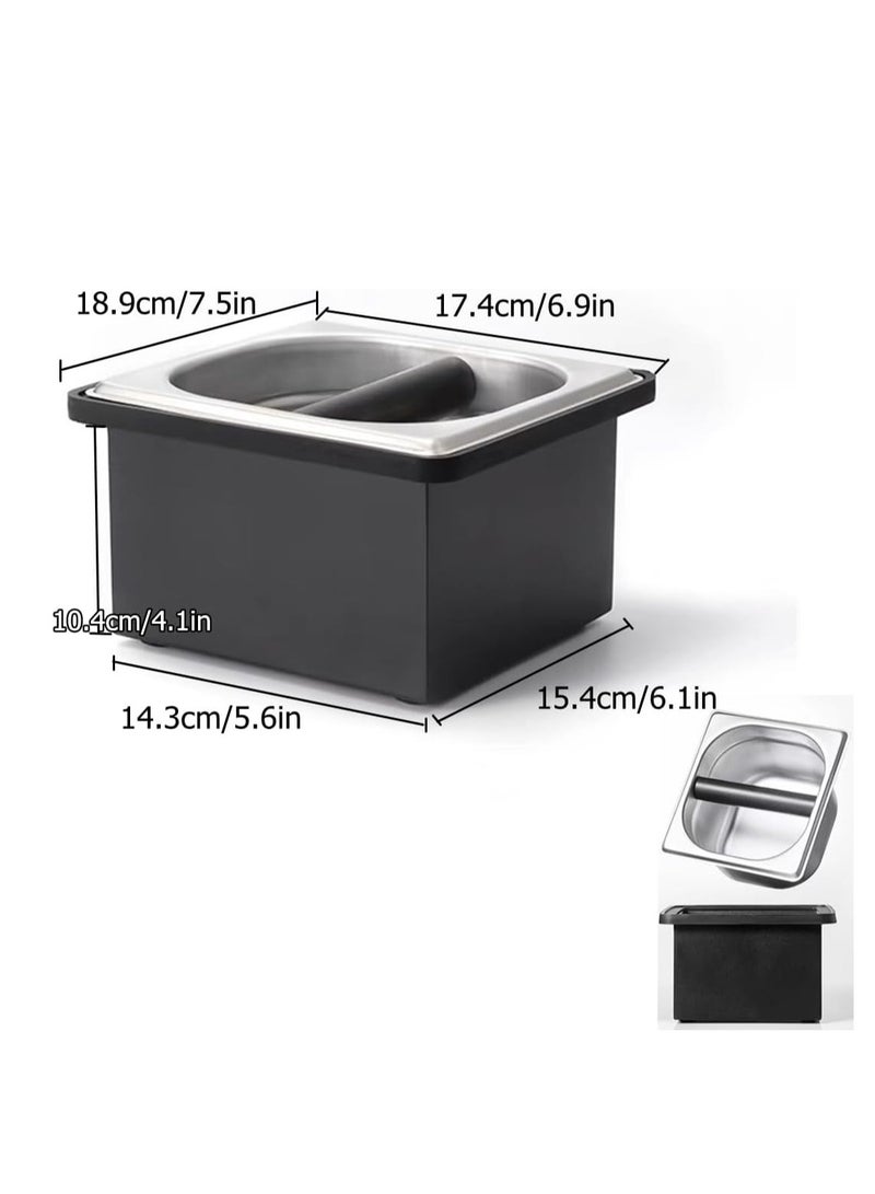 SOLARAE Espresso Coffee Knock Box, Coffee Grounds Container, Stainless Steel Coffee Pucks Container, Coffee Machine Accessories, Silicone Bar for Knocking Portafilter Filter Grinds - Image 5