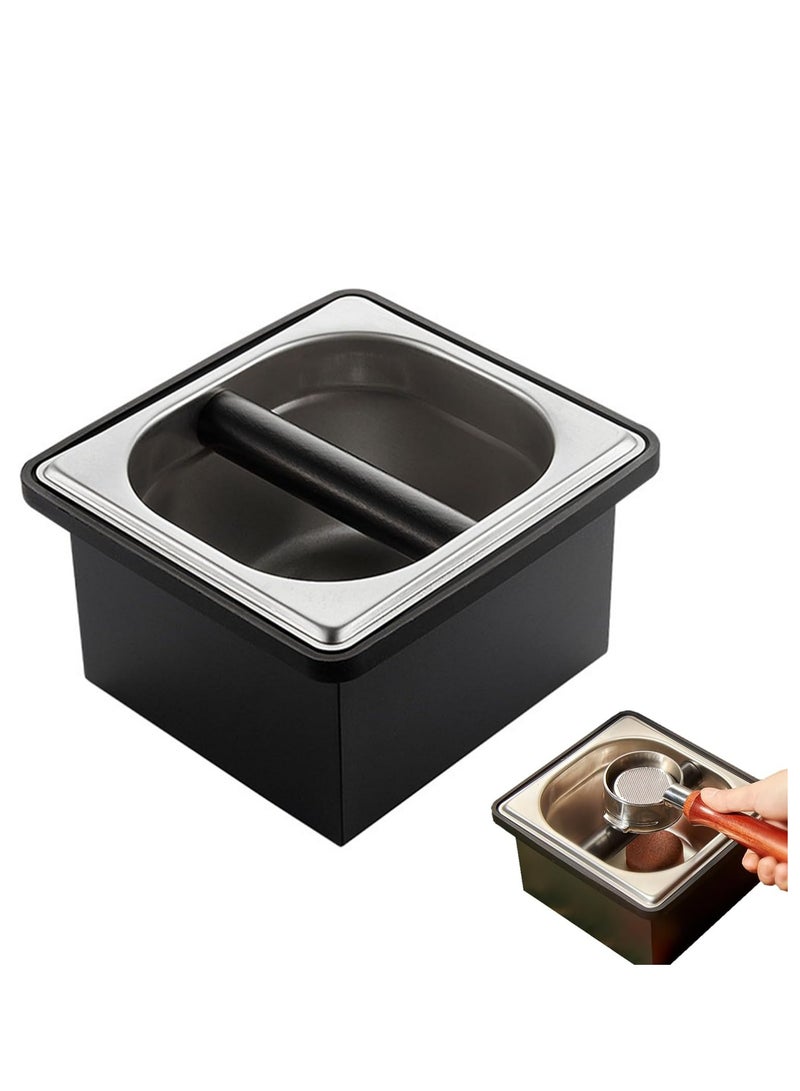 SOLARAE Espresso Coffee Knock Box, Coffee Grounds Container, Stainless Steel Coffee Pucks Container, Coffee Machine Accessories, Silicone Bar for Knocking Portafilter Filter Grinds - Image 1