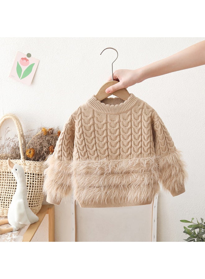Children's Clothing New Style Kids Base Layer Pullover Autumn Winter Thickened Warm Girls Knitted Sweater Fashionable
