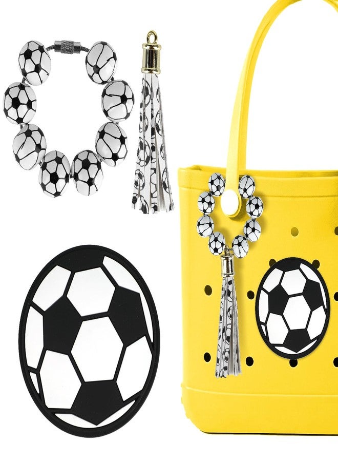 Pinsit 2Pcs Sports Charms for Bogg Bag, Baseball Softball Soccer Basketball Charm for Beach Bag, Sport Ball Style Charm for Handbag Beach Tote Decoration (Soccer) - Image 1