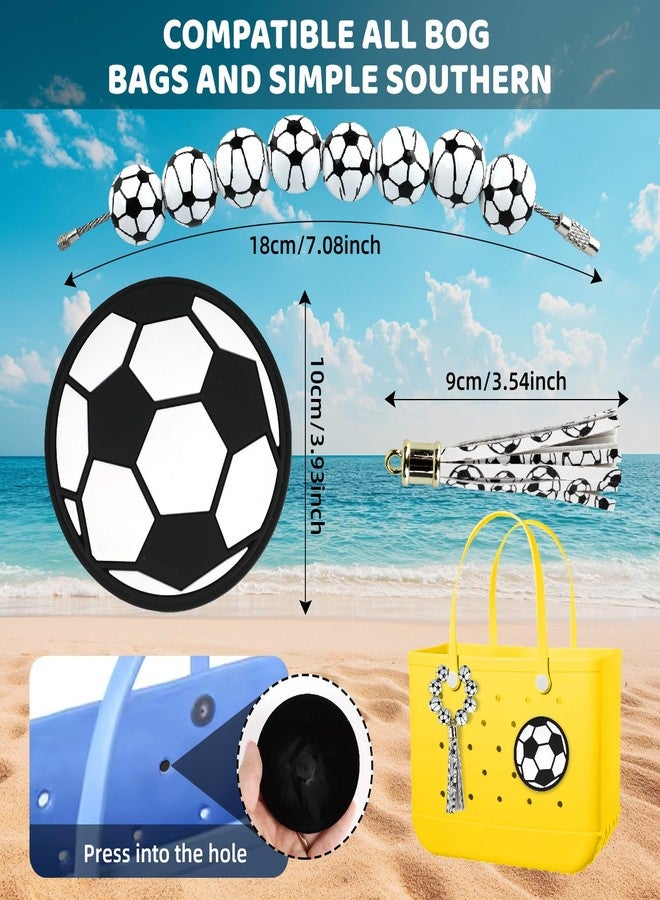 Pinsit 2Pcs Sports Charms for Bogg Bag, Baseball Softball Soccer Basketball Charm for Beach Bag, Sport Ball Style Charm for Handbag Beach Tote Decoration (Soccer) - Image 2