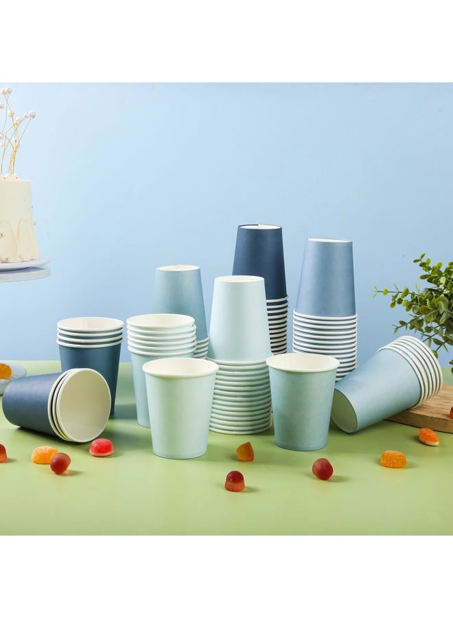 AimFun 100 Pcs Dusty Blue Paper Cups 9oz Gradient Blue Party Cups 4 Colors Disposable Beverage Coffee Tea Drinking Cups for Birthday Baby Shower Bluey Party Supplies - Image 3