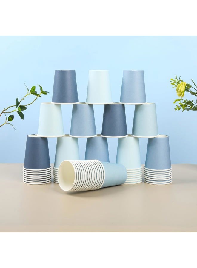 AimFun 100 Pcs Dusty Blue Paper Cups 9oz Gradient Blue Party Cups 4 Colors Disposable Beverage Coffee Tea Drinking Cups for Birthday Baby Shower Bluey Party Supplies - Image 4