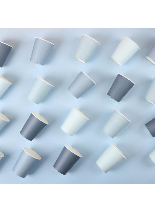 AimFun 100 Pcs Dusty Blue Paper Cups 9oz Gradient Blue Party Cups 4 Colors Disposable Beverage Coffee Tea Drinking Cups for Birthday Baby Shower Bluey Party Supplies - Image 5