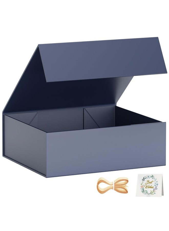 علب هدايا PSHVYM بأغطية، 11.5 × 7.8 × 3 بوصة، لون أزرق أنيق، علبة هدايا للهدايا، إغلاق مغناطيسي، مناسبة للقمصان، والقفازات، والأوشحة، والكتب، وملابس الأطفال، والأرواب، وتغليف الهدايا، تحتوي على بطاقة وشريط. - Image 1