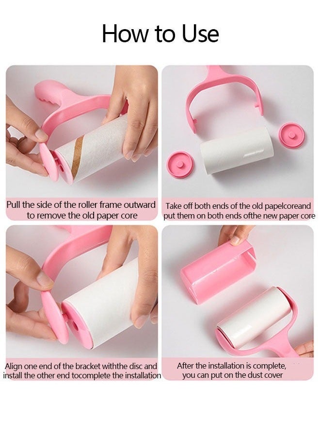 Sticky Lint Roller with 420 Sheets, Sticky Hair Remover Tool Brush for Clothes Carpet Car Seats Dust Dogs Cats (1Handle+7Refills) - Image 4