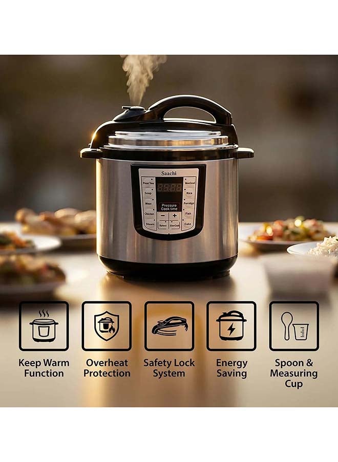 Saachi 8-Litres Electric Pressure Cooker NL-PC-5308, 10 Multi-Cooking Programs, LED Display, 24H Timer, Non-Stick Inner Pot, Stainless Steel Multi Cooker 8 L 1200 W NL-PC-5308-BK Black - Image 3