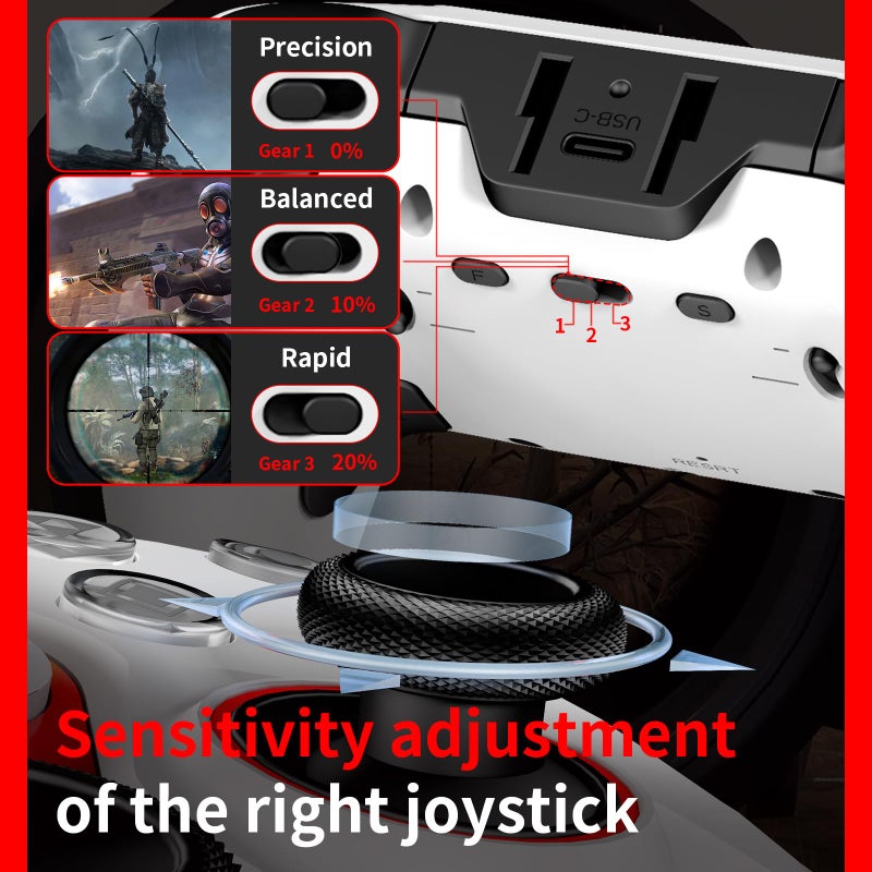 NBCP X-2 Wireless 5th Generation Elite Gamepad for PlayStation 4 Controller ,PS4 pro controller,with 1000mAh Battery/USB C Cable - Dual Motors,Macro programming buttons, 6-Axis Gyro, 3.5mm Audio Jack,TURBO mode, Multi Touch Pad & Drift repair function, Compatible with PS4/Slim/Pro/PC/IOS/Android - Image 2